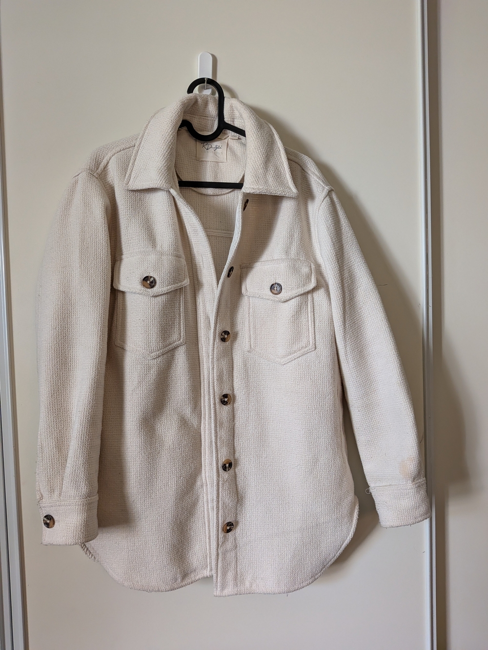 RD Style Cream Knit Button-Up Jacket